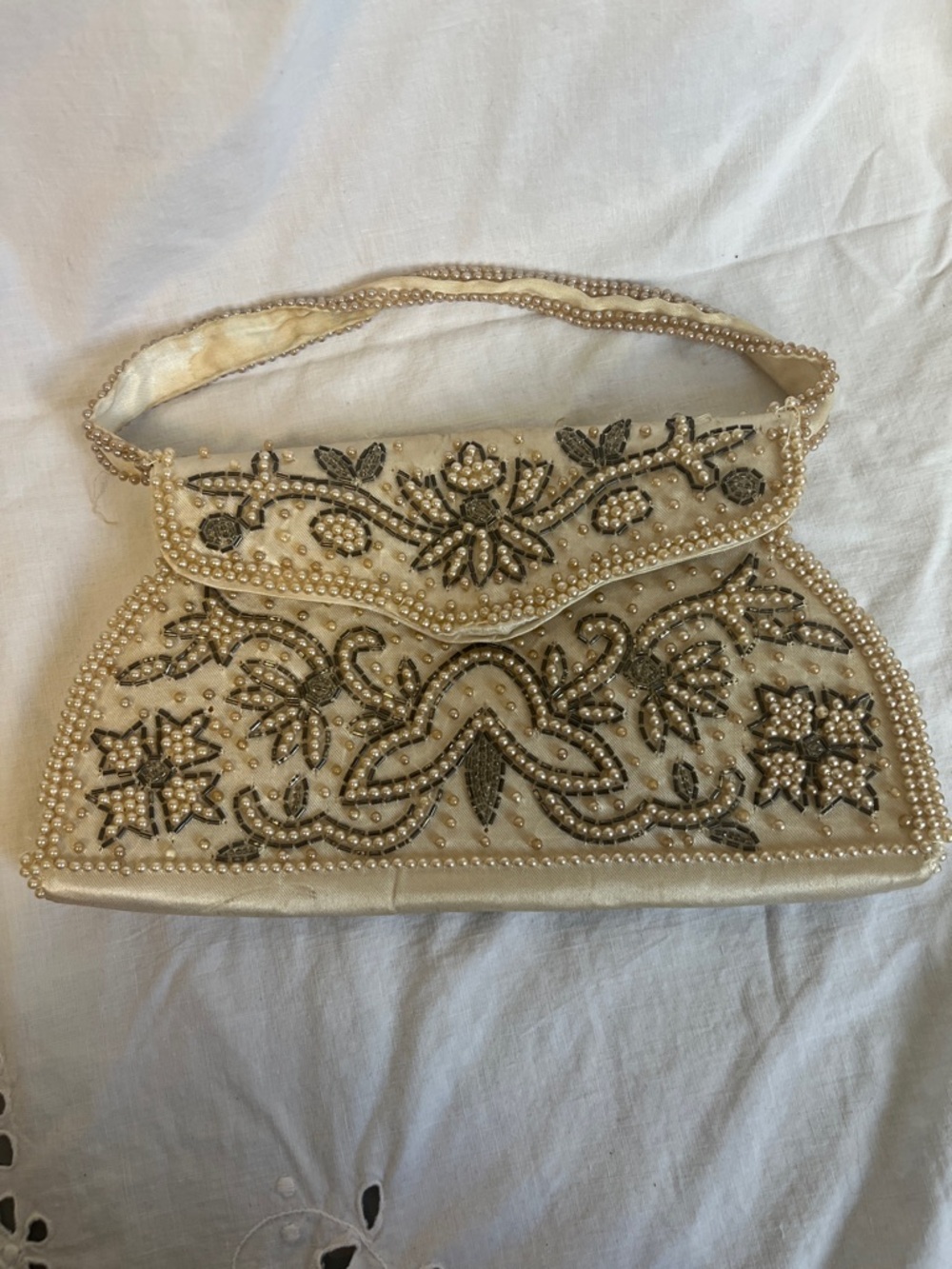 BOGO Elegant Beaded Ivory Evening Clutch